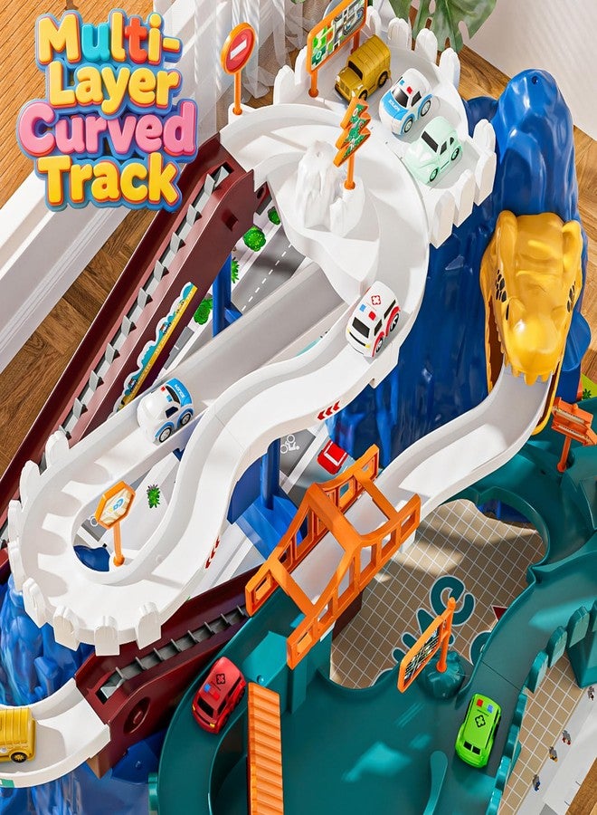 Doloowee Toy Car Ramp Track Dinosaur Climbing Hills - 10 Mini Racer Cars Colorful Construction Play Set for Preschool Gifts Kids Ages 3+ - Image 4